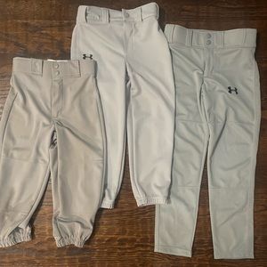 Boys gray baseball pant bundle, sz S 6/7 under armour and Rawlings